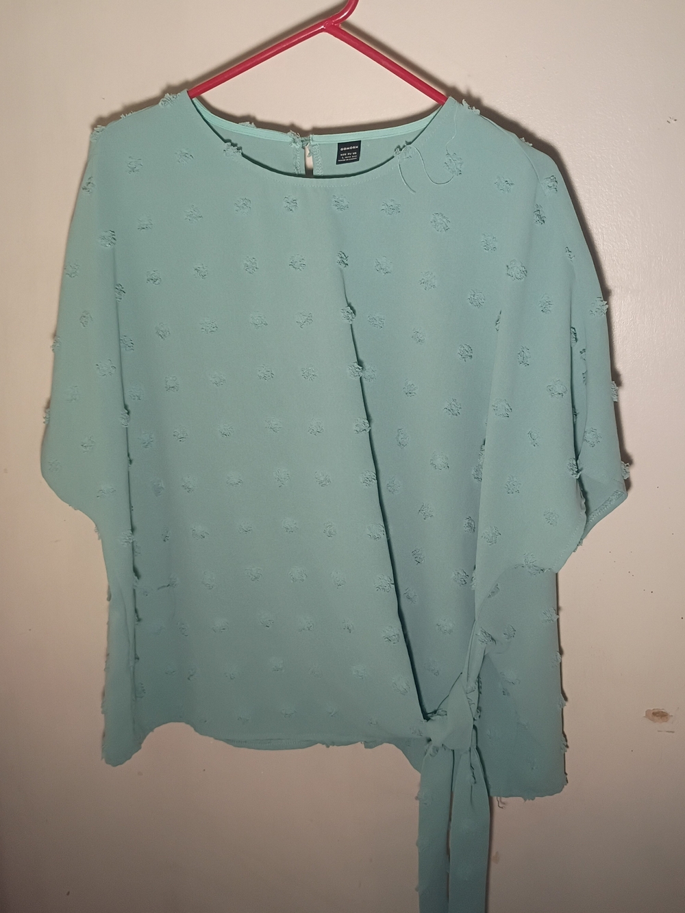Gomorn Seafoam Tie-Detail Short Sleeve Blouse